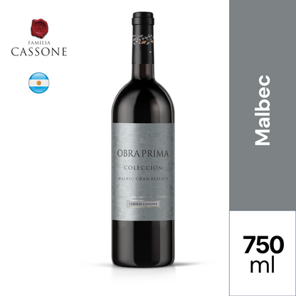 Garrafa de Cassone Obra Prima Colección Gran Reserva Malbec 750ml — vinho tinto de Argentina